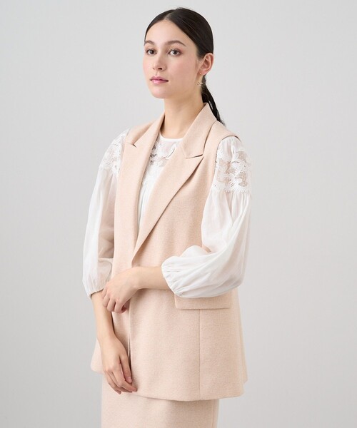 ベスト ジレ Carol vest レディース（BEIGE， CAROLE（キャロル