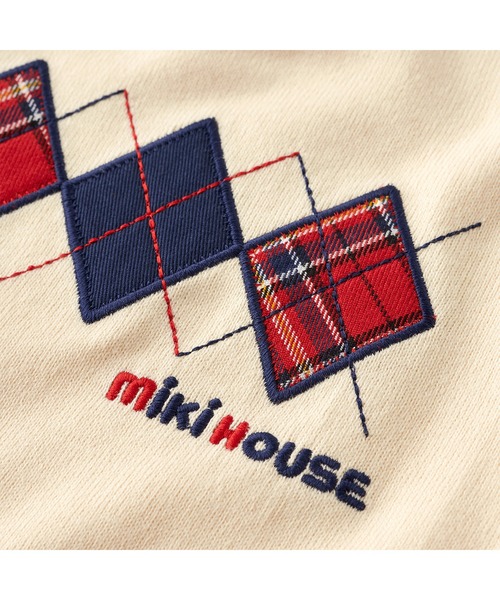 MIKI HOUSE アーガイル柄 長袖カットソー 90 MIKI HOUSE（ミキハウス） tシャツ アーガイル長袖Tシャツ キッズ