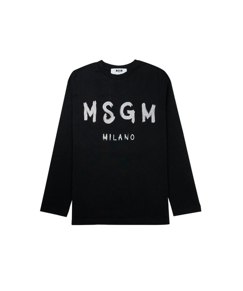 tシャツ 「NEW」MSGM ブラッシュロゴ ロングスリーブTシャツ「Japan Exclusive/GLITTER PRINT」 レディース