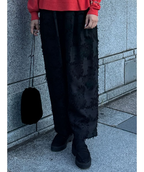 Audrey and John Wad パンツ フラワーカットジャガード2タック