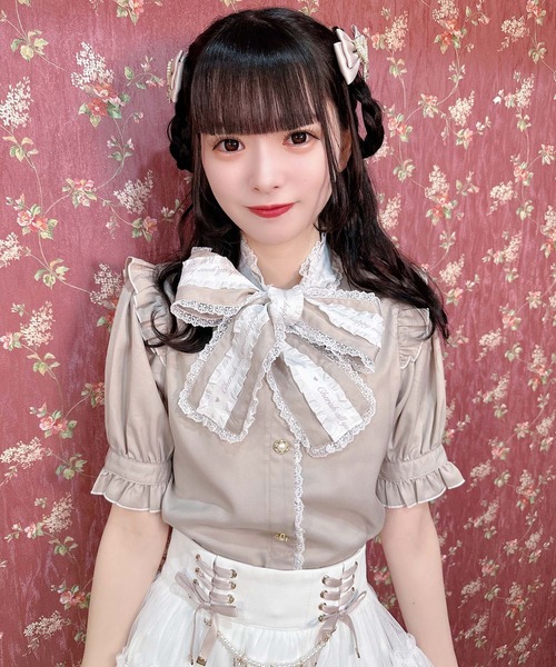 フィータブラウス ROJITA ブラウス シャツ ロゴテープボウタイブラウス レディース