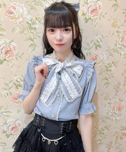 ROJITA ブラウス シャツ ロゴテープボウタイブラウス レディース