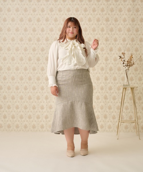 Louiosy ツイードフィッシュテールマーメイドスカート Louiosy（ルオシー） スカート 「大きいサイズ」ツイードフィッシュ
