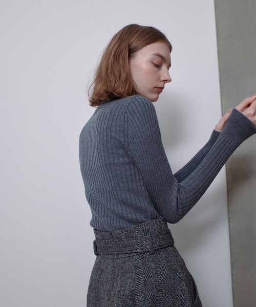 美品　アルアバイル　2WAYネックリブタートル チャコールグレー2 2WAYネックリブタートル|allureville OFFICIAL SITE / ONLINE SHOP