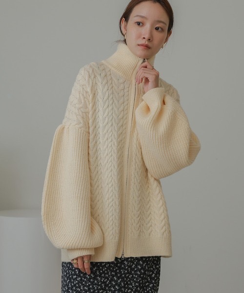 BAB（バブ） カーディガン Wジップもちもちケーブルニット