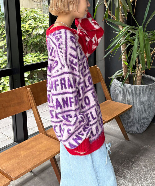 ニット セーター 「HELLO.SANFRANCISCO/ハローサンフランシスコ」柄ドッキング起毛ニット レディース HELLO.SANFRANCISCO ニット セーター 「HELLO.SANFRANCISCO