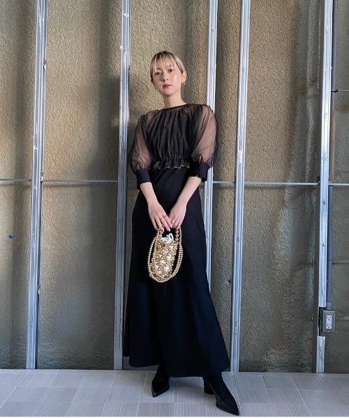 FLARE SHEER DOT DRESS ドレス vintage ameri スーツ・フォーマル・ドレス