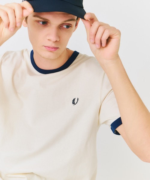 ⚠️オリーブオイル⚠️【FRED PERRY】ワンポイントTシャツ 【L】 FRED PERRY/フレッドペリー] ツインティップライン ワンポイント
