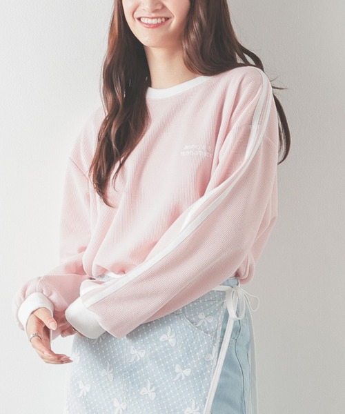 tシャツ 袖ラインワッフルゆるＴ レディース | Honeys | 02