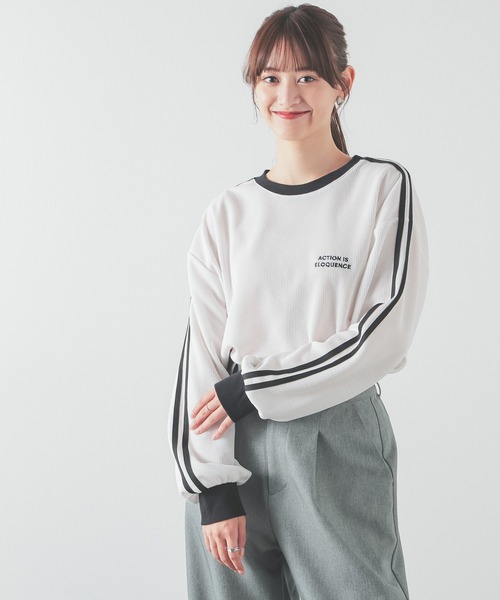 tシャツ 袖ラインワッフルゆるＴ レディース | Honeys | 04