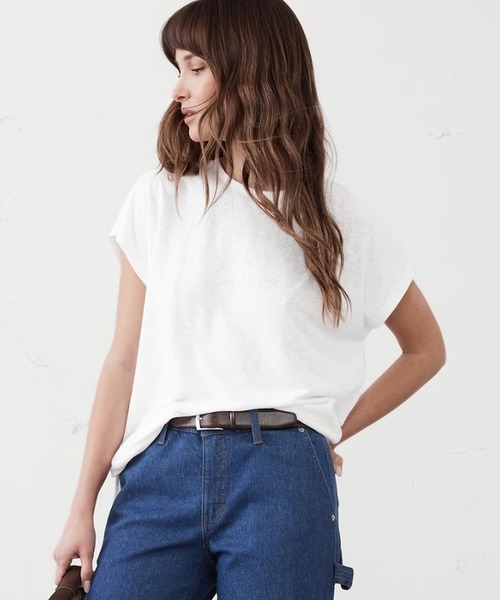 banana republic リネンブレンド 半袖 tシャツ リネン 白 BANANA REPUBLIC FACTORY STORE リネンブレンドクルーネック半袖