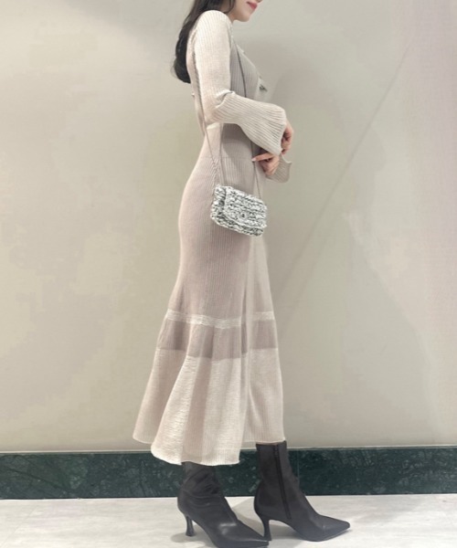 SNIDEL ワンピース シアーブロッキングワンショルワンピース
