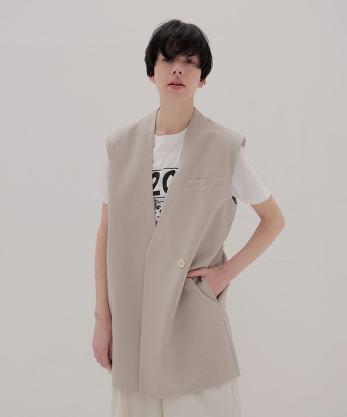 ベスト ジレ side slit asymmetry vest(サイドスリットアシンメトリーベスト) レディース