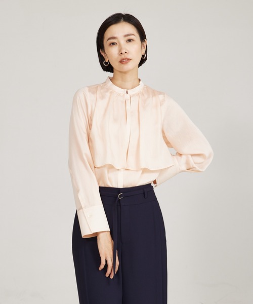 qualite ブラウス シャツ ギャザーレイヤードブラウス/オフィス