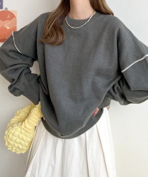 「Futier land」 長袖ニット FREE チャコールグレー レディース_画像7