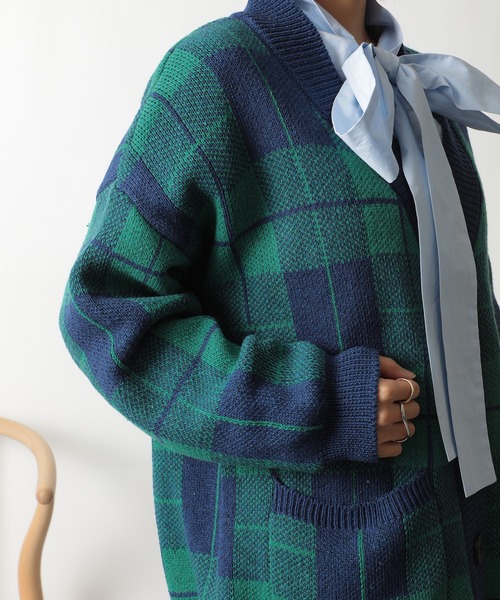 「SETUP7」 「MAISON BREEZE」ニットカーディガン FREE グリーン レディース_画像7