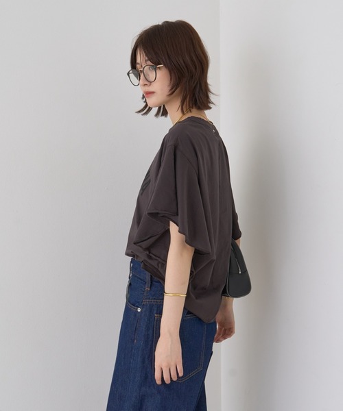 MICA & DEAL フリルスリーブTシャツ ネイビー MICA & DEAL フリルスリーブTシャツ ネイビー