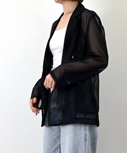 CLANE メッシュテーラードジャケット ブラック STYLEBLOCK ジャケット テーラードジャケット メッシュ