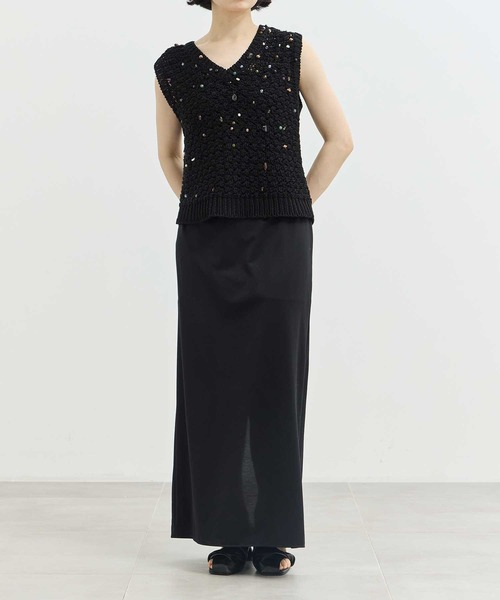 ベスト ジレ 「AKIRANAKA/アキラナカ」別注 Gerda glass beads＆ores knit WH/ビーズニットベスト レディース AKIRANAKA ベスト ジレ 「AKIRANAKA/アキラナカ」別注 Gerda