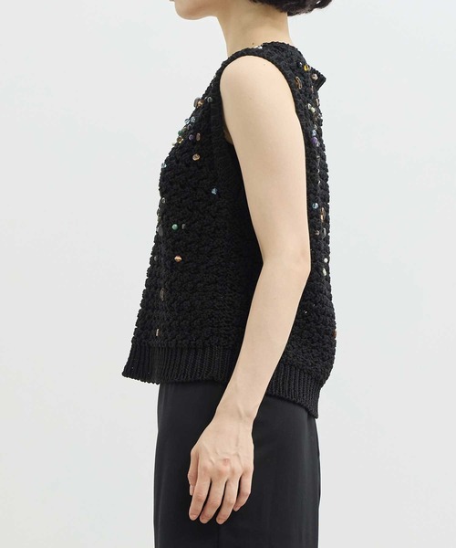 ベスト ジレ 「AKIRANAKA/アキラナカ」別注 Gerda glass beads＆ores knit BK/ビーズニットベスト レディース AKIRANAKA ベスト ジレ 「AKIRANAKA/アキラナカ」別注 Gerda