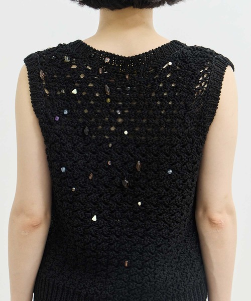 ベスト ジレ 「AKIRANAKA/アキラナカ」別注 Gerda glass beads＆ores knit WH/ビーズニットベスト レディース AKIRANAKA ベスト ジレ 「AKIRANAKA/アキラナカ」別注 Gerda