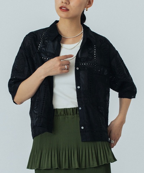 ROSEBUD 刺繍シャツ ROSE BUD ブラウス シャツ EMBROIDERY SHIRT レディース