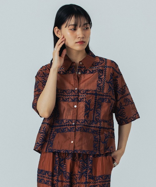 ROSEBUD 刺繍シャツ ROSE BUD ブラウス シャツ EMBROIDERY SHIRT レディース