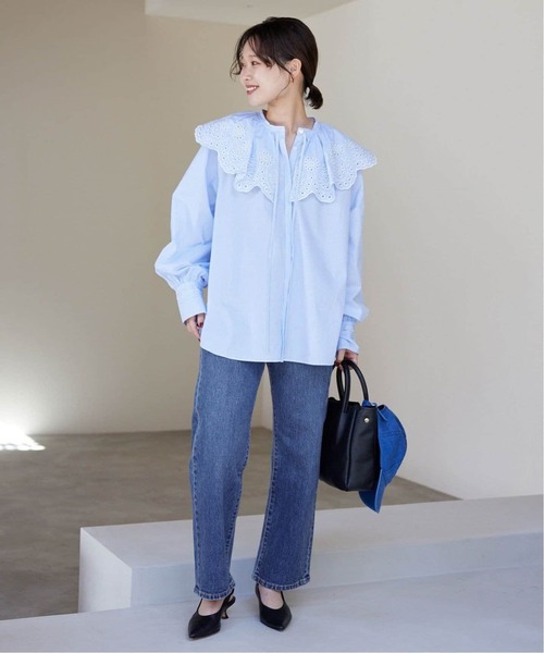 「SLOBE IENA」 デニムパンツ 40 サックスブルー レディース