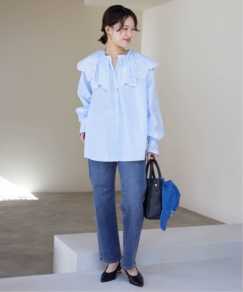 「SLOBE IENA」 デニムパンツ 40 サックスブルー レディース