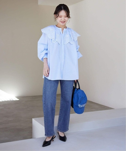 「SLOBE IENA」 デニムパンツ 40 サックスブルー レディース