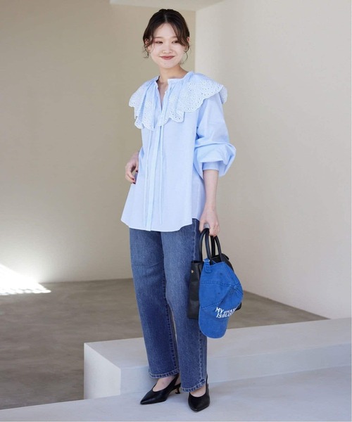 「SLOBE IENA」 デニムパンツ 40 サックスブルー レディース