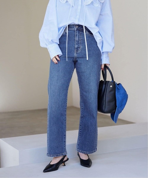 「SLOBE IENA」 デニムパンツ 40 サックスブルー レディース