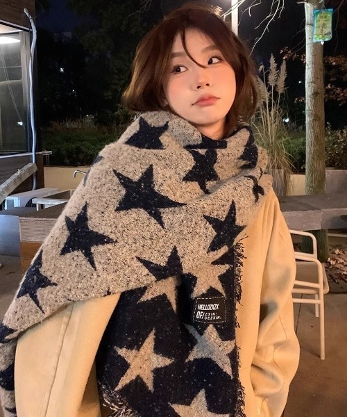 MONO8 マフラー ストール 2025AW/星柄リバーシブルスカーフ レディース