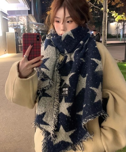 MONO8 マフラー ストール 2025AW/星柄リバーシブルスカーフ レディース