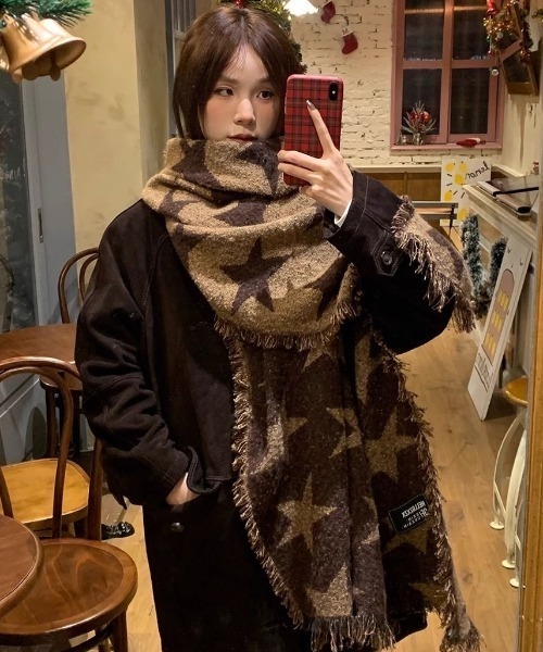 MONO8 マフラー ストール 2025AW/星柄リバーシブルスカーフ レディース