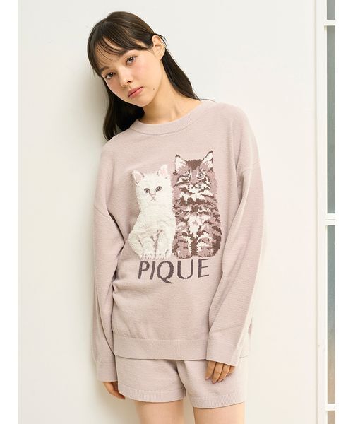 gelato pique 猫　ジャガード ルームウェア gelato pique パジャマ ルームウェア ツインズキャット