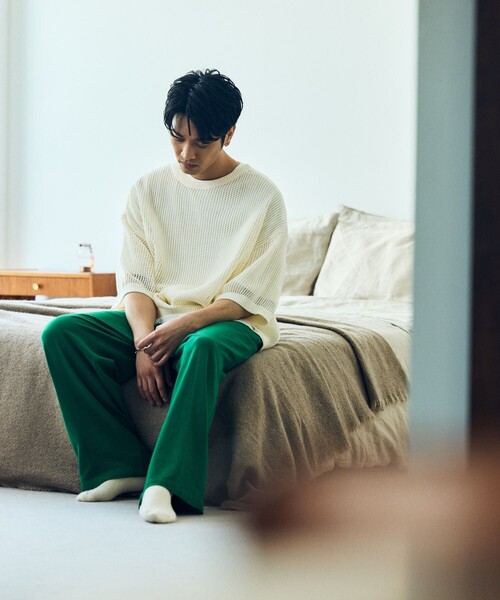 「HINSON」 半袖ニット MEDIUM ブラック メンズ_画像2