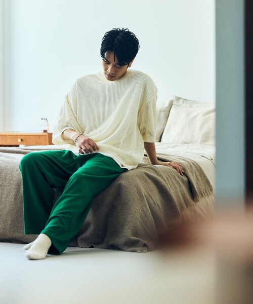 「HINSON」 半袖ニット MEDIUM ブラック メンズ_画像4