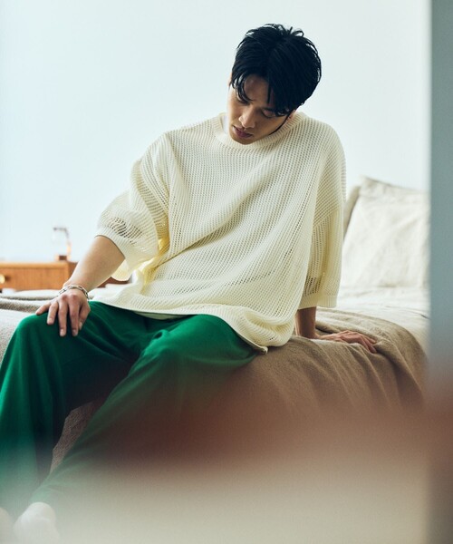 「HINSON」 半袖ニット MEDIUM ブラック メンズ_画像5