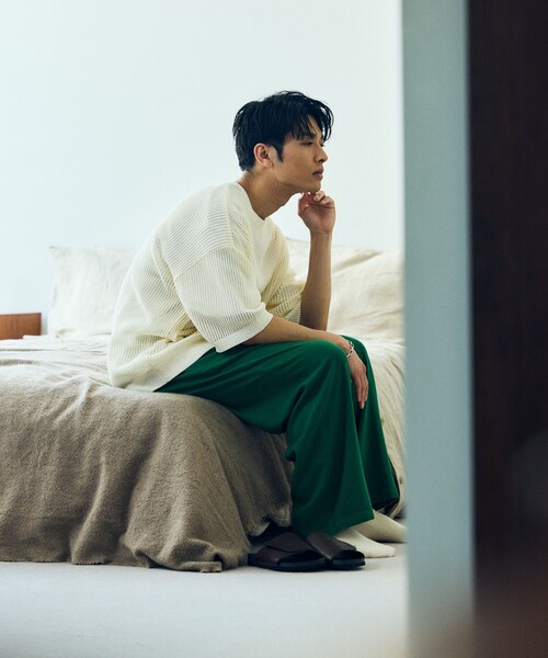 「HINSON」 半袖ニット MEDIUM ブラック メンズ_画像6