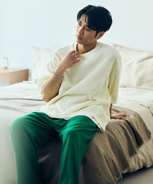 「HINSON」 半袖ニット MEDIUM ブラック メンズ_画像9