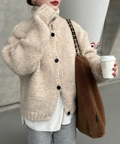 【極美品】ドルチェアンドガッバーナ　リブニット　ハイネック　カーディガン　48 極美品】ドルチェアンドガッバーナ リブニット ハイネック カーディガン 48