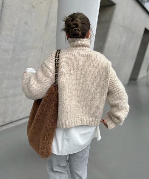 カーディガン high neck low gauge knit cardigan /ハイネック