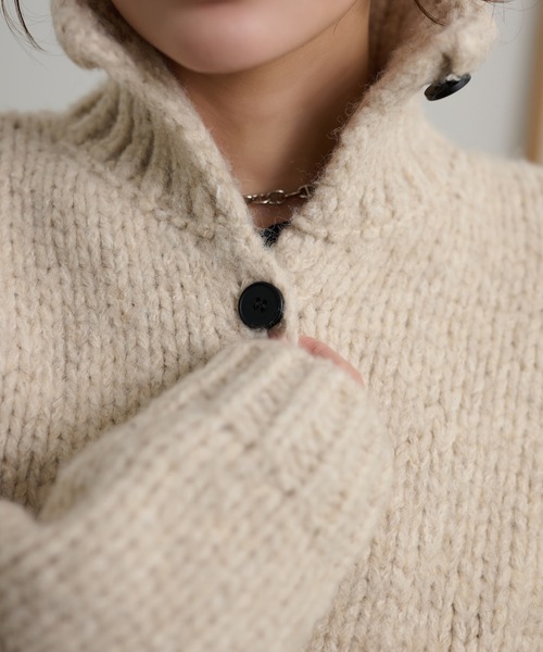カーディガン high neck low gauge knit cardigan /ハイネック