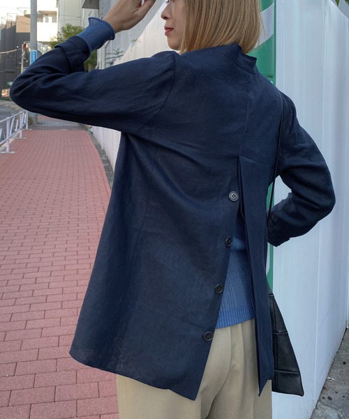 「Audrey and John Wad」 ノーカラージャケット M ライトベージュ レディース_画像4
