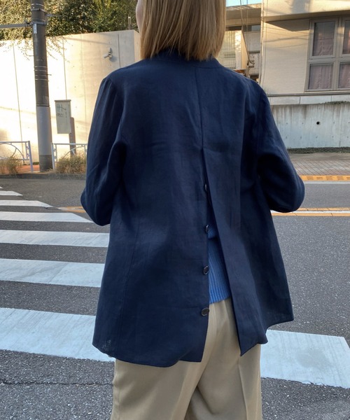 「Audrey and John Wad」 ノーカラージャケット M ライトベージュ レディース_画像5
