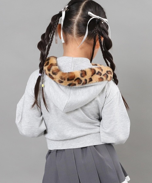 ANAP kids（アナップキッズ） パーカー ヒョウ柄ファー付フーディー