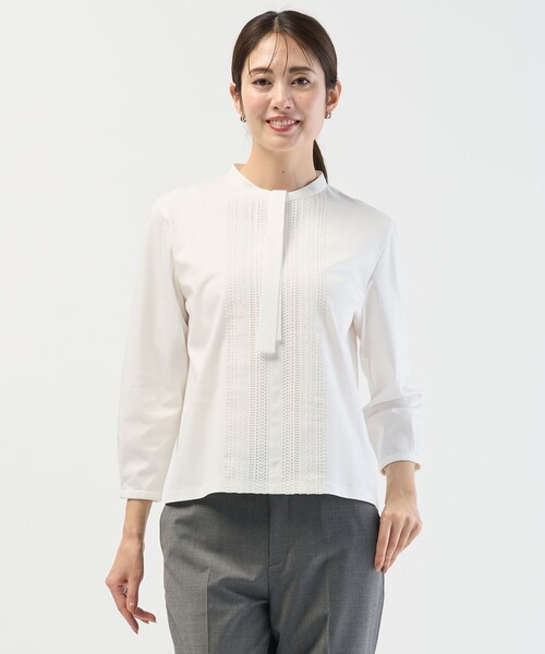 レースコンビボウタイカットソー tシャツ レースコンビ ボウタイ カットソー レディース : ZOZOTOWN