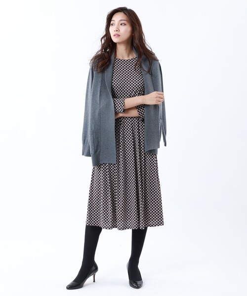 「TRANS WORK」 ニットカーディガン 46 ブルー レディース_画像4