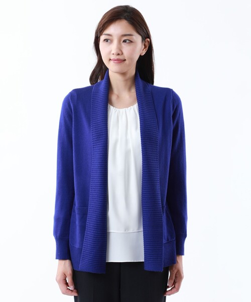 「TRANS WORK」 ニットカーディガン 46 ブルー レディース_画像5